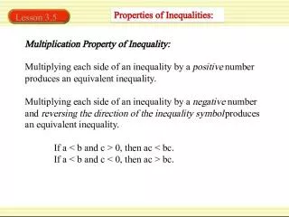 Properties of Inequalities