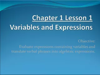 Evaluating Expressions and Translating Verbal Phrases into Algebraic Expressions