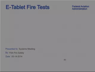 Federal Aviation Administration E Tablet Fire Tests