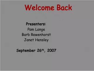 PASS Team's Welcome Back Meeting