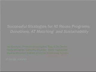 Successful Strategies for AT Reuse Programs: Innovative Partnerships and Sustainable Practices
