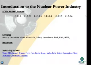 NUE 1000 Introduction to the Nuclear Power Industry