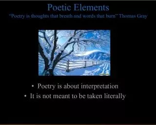 Exploring the Poetic Elements: Imagery