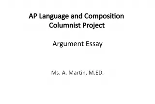 AP Language and Composition Columnist Project Argument Essay