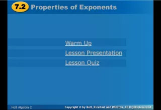 Holt Algebra 2 - Properties of Exponents