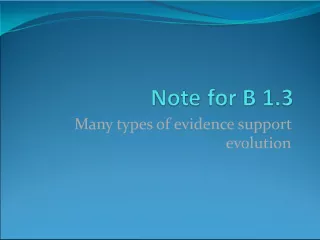Supporting Evidence for Evolution Theory