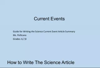 Current Events Guide for Writing the Science Current Event Article Summary