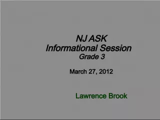 NJ ASK Informational Session for Grade 3