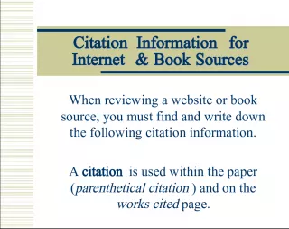Citation Information for Internet and Book Sources