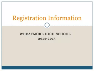 Wheatmore High School 2014-2015 Registration Information and Minimum Graduation Requirements