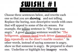 SWISH     Introduction  to  Imagery Choose  three  sente