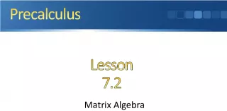Matrix Algebra: Manipulating Data Sets and Solving Related Problems