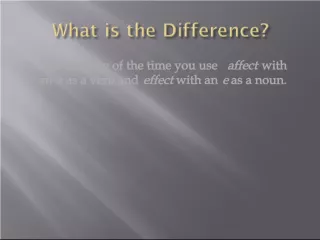 Understanding the Difference between Affect and Effect