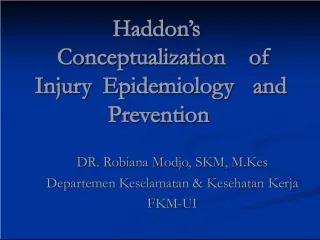 Haddon's Conceptualization of Injury Epidemiology and Prevention