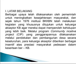 Program Community Incentive Project (CIP) BKKBN