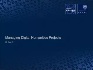Managing Digital Humanities Projects: Lessons Learned and Best Practices