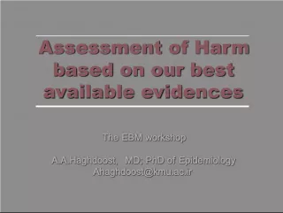 Assessment of Harm based on our Best Available Evidences in the EBM Workshop