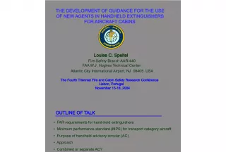 The Development of Guidance for the Use of New Agents in Handheld Extinguishers for Aircraft Cabins