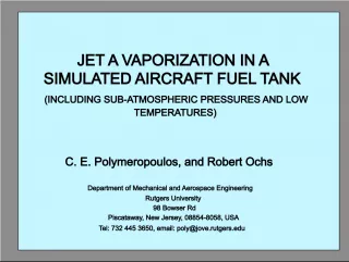 Jet A Vaporization in a Simulated Aircraft Fuel Tank Including Sub-Atmospheric Pressures and Low Temperatures