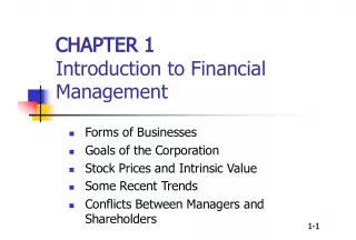 Introduction to Financial Management and Forms of Businesses