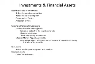 The Essentials of Investments and Financial Assets