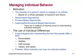 Managing Individual Behavior: Understanding Motivation