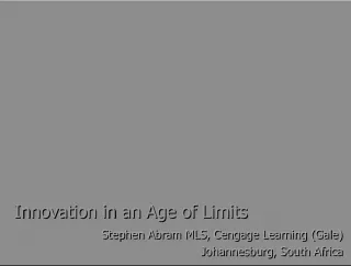 Innovation in an Age of Limits