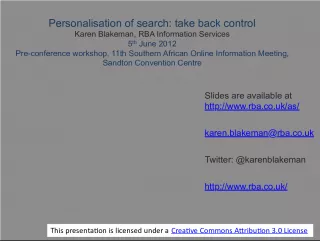 Personalisation of Search: Take Back Control