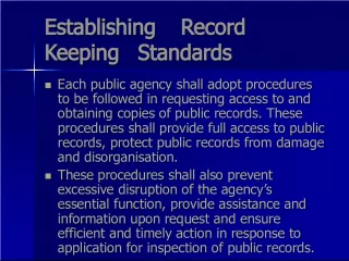 Public Agency Record Keeping Standards
