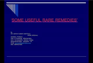 Some Useful Rare Remedies by Dr. Ashok Kumar Dantkale
