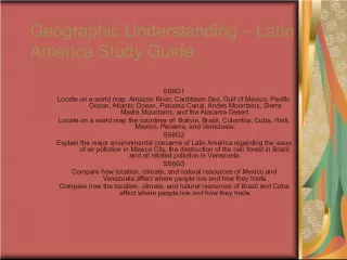 Latin America Study Guide - Geographical Understanding