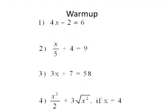 Solving Equations: Moving Variables