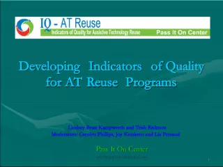 Developing Indicators of Quality for AT Reuse Programs