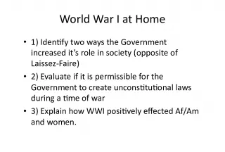 The Role of Government in World War I: Increased Power and Positive Effects