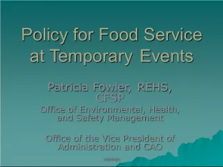 UOEHSM Policy for Food Service at Temporary Events