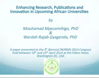 Enhancing Research and Innovation in African Universities