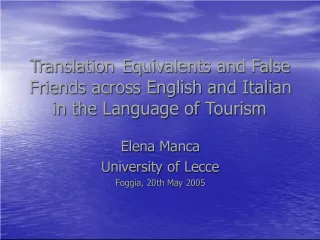 Translation Equivalents and False Friends in Tourism