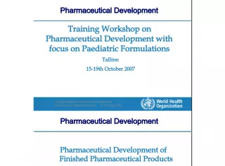 Training Workshop on Pharmaceutical Development for Paediatric Medicines