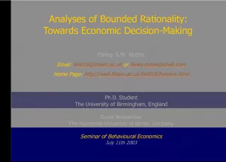 Analyses of Bounded Rationality and Organisational Systems Design