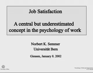 The Importance of Job Satisfaction in the Psychology of Work
