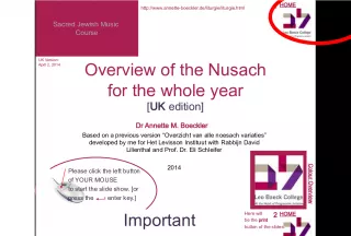 Colour Overview of the Nusach for the Anglo Jewish Tradition