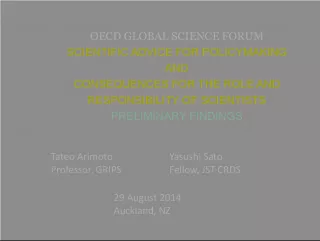 Scientific Advice for Policymaking: OECD Global Science Forum's Preliminary Findings