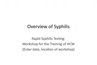 Syphilis Rapid Testing Workshop for HCW