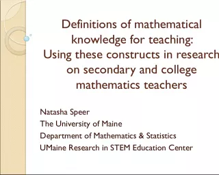 Mathematical Knowledge for Teaching in Research on Math Teachers