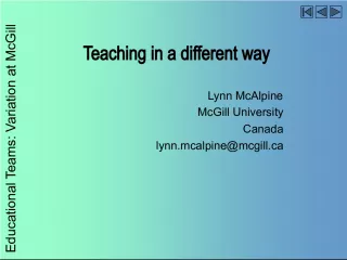 Educational Teams at McGill: A Continuum of Types for Teaching Variation
