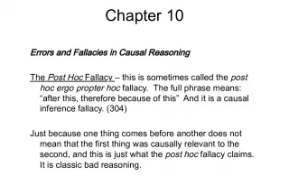 The Post Hoc Fallacy and Causal Reasoning
