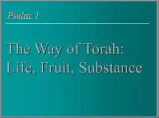 The Way of Torah: A Path to a Fruitful Life