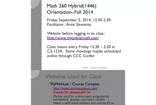Math 260 Hybrid 1446 Orientation Fall 2014