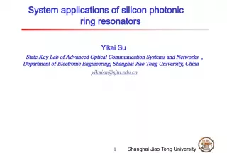 System Applications of Silicon Photonic Ring Resonators