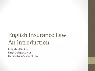 Introduction to English Insurance Law and Types of Insurance